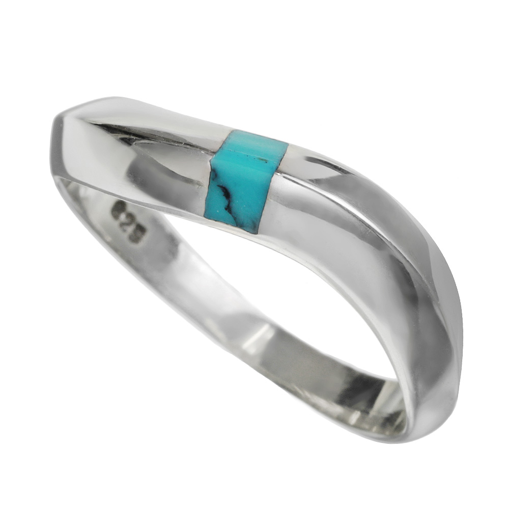 ポイント ターコイズ ウェーブ リング シルバー アクセサリー 指輪 なみ 波 シンプル 925 [シルバーリング]