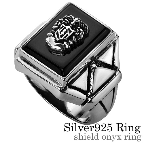 シールドオニキス リング シルバー アクセサリー 指輪 [シルバーリング]