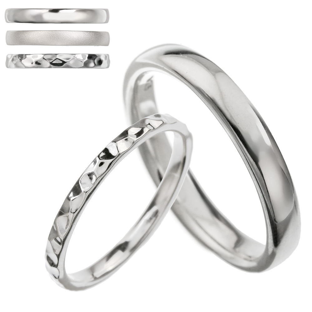 【有料刻印可能】【ペア販売】 9タイプ 甲丸 ペアリング ペア シルバー アクセサリー 指輪 鏡面 マット 槌目 リング  [シルバーリング]