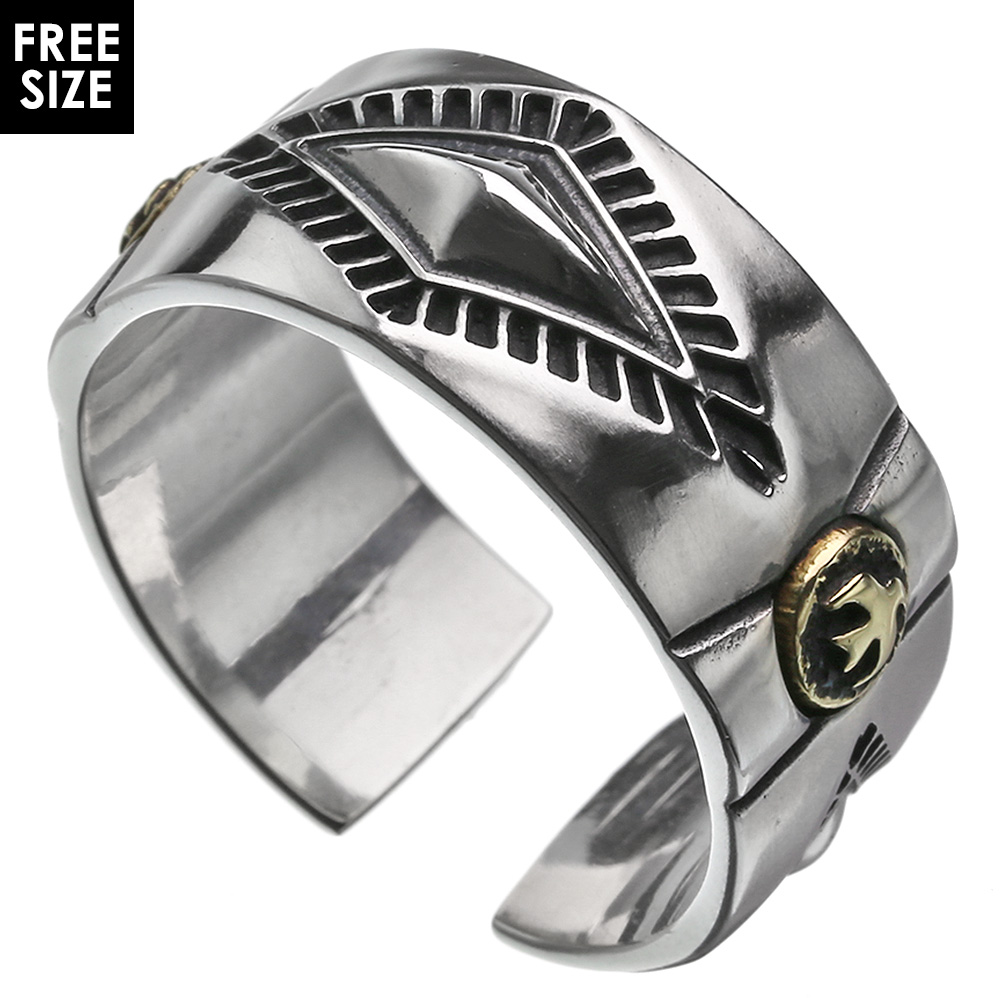 ローンバス ＆ イーグル ポイント リング シルバー アクセサリー ネイティブ系 [シルバーリング]