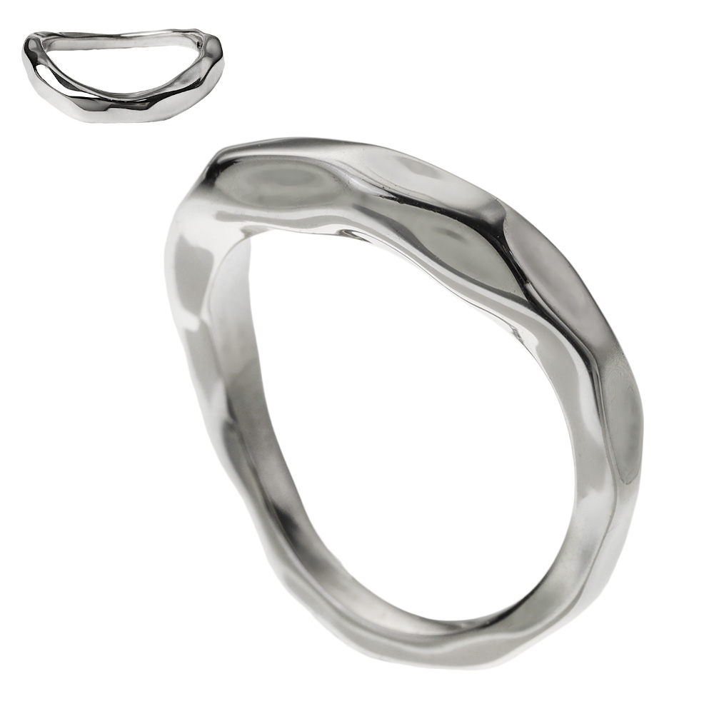 ハンマード ルーズウェーブ リング シルバー アクセサリー 指輪 槌目 シンプル 925 [シルバーリング]