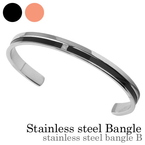 ステンレススチール バングルB (ブラック) ステンレス アクセサリー [ステンレスブレスレット]