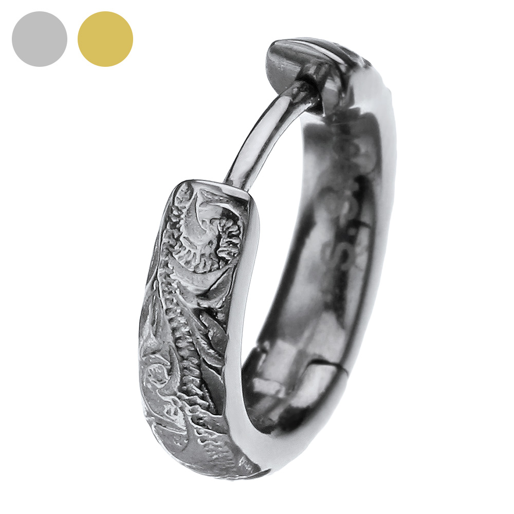 ハワイアン フープスチール ピアス フープ ピアス メンズ 男性 [ステンレスピアス] 片耳用(1個売り)