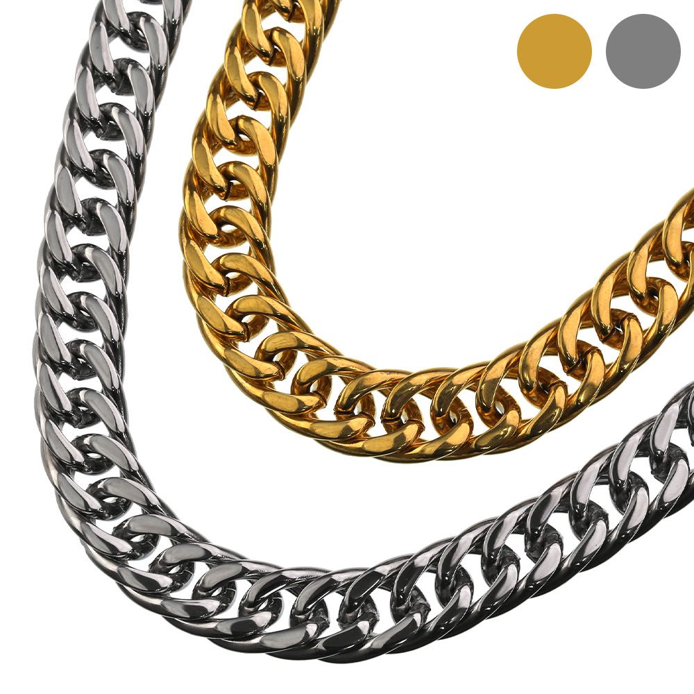 10mm 2面カット 喜平 チェーン ネックレス 60cm/80cm B系 ネックレス [ステンレスチェーン]