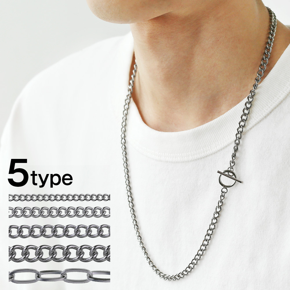 マンテル チェーン ネックレス メンズ ネックレス ステンレス 定番 シンプル 喜平 Tバー   [ステンレスチェーン]