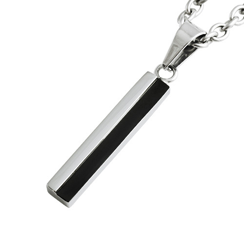 スティックハーフカラー ペンダント (ブラック) ≪トップのみ≫ メンズ ネックレス ステンレス アクセサリー [ステンレスペンダント]