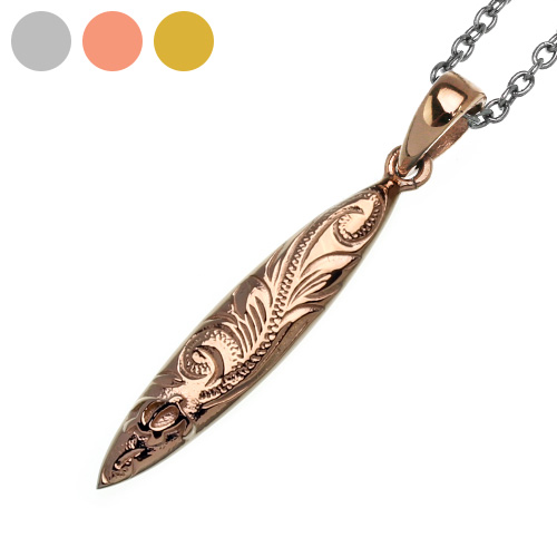 ステンレススチール ペンダント H (ピンクゴールド) ≪1.3mmアズキスチールチェーン≫ ネックレス レディース ハワイアン ホヌ柄 [ステンレスペンダント]