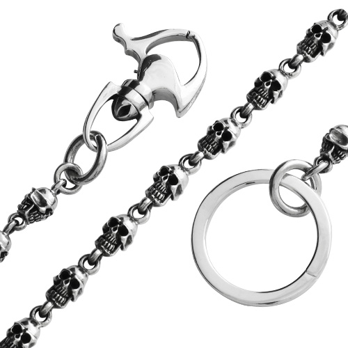 スモール スカル リンク ウォレットチェーン シルバー アクセサリー [シルバーウォレットチェーン]