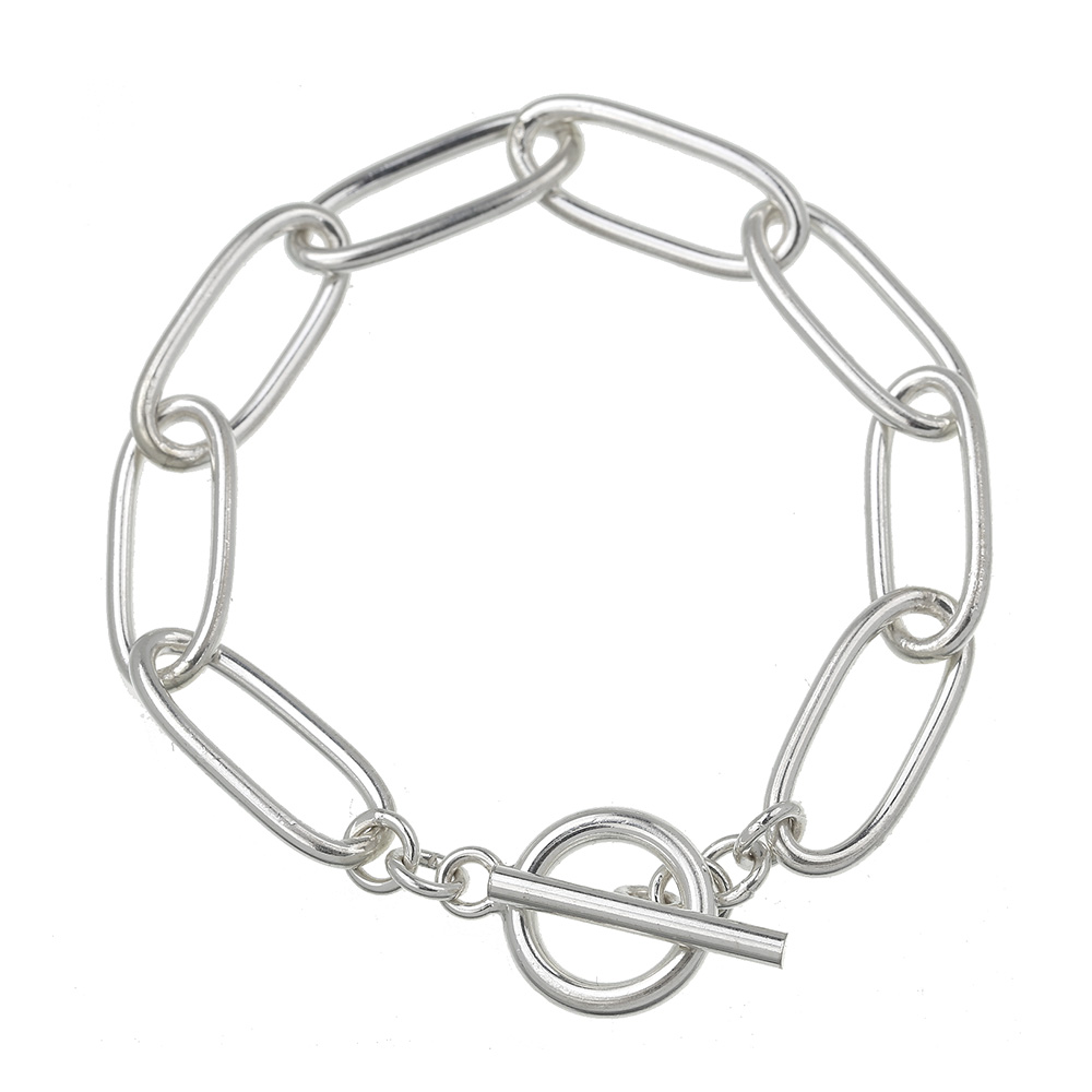 楕円 チェーン Tバー ブレスレット シルバー925 アクセサリー ブレスレット メンズ レディース[シルバーブレスレット]