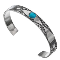 ローンバス パターン ターコイズ バングル シルバー アクセサリー [シルバーブレスレット] ひし形