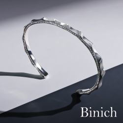 サイド ジルコニア ウェーブ バングル メンズ ブレスレット [シルバーブレスレット]