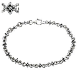 フラワー クロス チェーン ブレスレット シルバー アクセサリー [シルバーブレスレット]