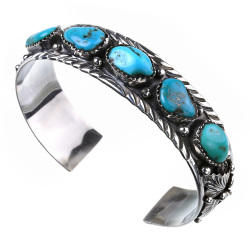 クインテット ターコイズ バングル シルバー アクセサリー ターコイズ インディアンジュエリー [シルバーブレスレット]