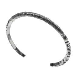 ハンマード＆サンパターン バングル シルバー アクセサリー メンズ 太陽 槌目 [シルバーブレスレット]