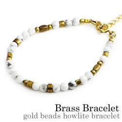 ゴールドビーズハウライト ブレスレット 天然石 真鍮