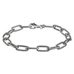 ストライプ 長アズキ チェーン ブレスレット シルバーアクセサリー メンズ ブレス [シルバーブレスレット]