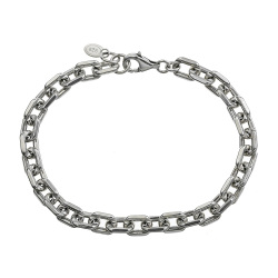 シンプル ライン 4面カット アズキ チェーン ブレスレット シルバー925 アクセサリー メンズ [シルバーブレスレット]