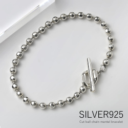 カットボール チェーン 喜平マンテル ブレスレット メンズ レディース ユニセックス [シルバーブレスレット]