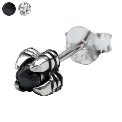 4クロー ジルコニア スタッド ピアス メンズ シルバー アクセサリー 男性 [シルバーピアス] 片耳用(1個売り)