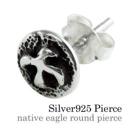 ネイティブイーグルラウンド ピアス メンズ シルバー アクセサリー 男性 [シルバーピアス] 片耳用(1個売り)