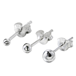 シャカ玉 スタッド ピアス 直径2mm 3mm 4mm 釈迦玉 メンズ シルバー アクセサリー 男性 シルバー925 [シルバーピアス] 片耳用(1個売り)