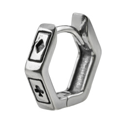 トランプ カード ライン フープ ピアス メンズ シルバー アクセサリー 男性 フープピアス [シルバーピアス] 片耳用(1個売り)