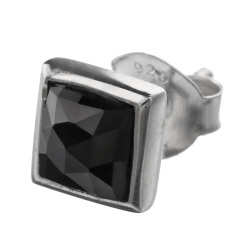 カッティングブラック ジルコニア スタッド ピアス シルバー アクセサリー [シルバーピアス] 片耳用(1個売り)