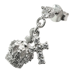 ジルコニア クロス クラウン ピアス シルバー アクセサリー [シルバーピアス] 片耳用(1個売り)