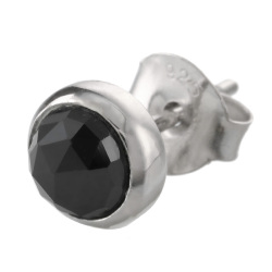 ラウンド カッティング ポイント オニキス ピアス アクセサリー アクセサリー メンズ [シルバーピアス] 片耳用(1個売り)