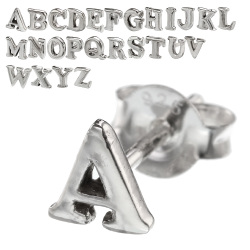 アルファベット スタッド ピアス イニシャル シルバーアクセサリーメンズ レディース ペア 片耳用(1個売り) [シルバーピアス]