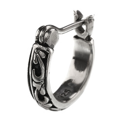 アラベスク フープピアス 遮断式 シルバー メンズ 男性 [シルバーピアス] 片耳用(1個売り)