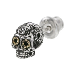 メキシカンスカル スタッド ピアス シルバーアクセサリー [シルバーピアス] メンズ 男性 スカル 片耳用(1個売り)