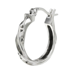 桜 ツイスト フープ ピアス メンズ レディース シルバー925 アクセサリー 桜 さくら フープピアス 遮蔽式 [シルバーピアス] 片耳用 (1個売り)