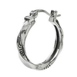 ツイスト ネイティブ パターン フープピアス メンズ レディース シルバー925 アクセサリー ネイティブ系 フープ ピアス 遮蔽式 [シルバーピアス] 片耳用 (1個売り)