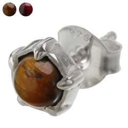 ファイブグリップ スタッド ピアス メンズ タイガーアイ ガーネット シルバー アクセサリー 男性 [シルバーピアス] 片耳用(1個売り)