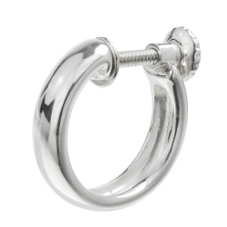 シンプル フープ イヤリング シルバー925 ネジ式 スクリュー ピアス穴不要 ノンホールピアス  [シルバーピアス] 片耳用(1個売り)