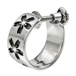 ワイド サクラ イヤリング メンズ レディース シルバー925 アクセサリー ネジ式 スクリュー ノンホール ピアス穴不要 桜 さくら [シルバーピアス] 片耳用 (1個売り)