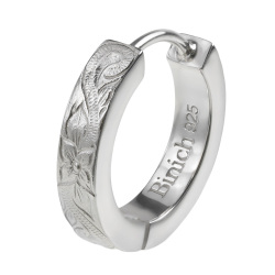 ハワイアン パターン フラット フープピアス 遮蔽式 シルバー ピアス メンズ 男性 [シルバーピアス] 片耳用(1個売り)