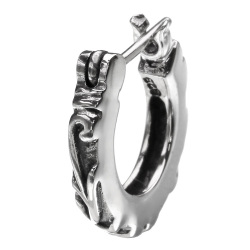 スリム ヴァイン フープピアス 遮断式 メンズ シルバー アクセサリー 男性 唐草 [シルバーピアス] 片耳用(1個売り)