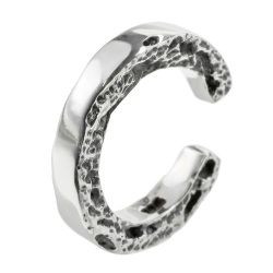 サイド サンドテクスチャ イヤーカフ ピアス穴不要 砂目 細め [シルバーピアス] 片耳用(1個売り)