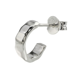 直径10mm スモール 槌目 フープ スタッド ピアス メンズ レディース シルバー925 アクセサリー [シルバーピアス] 片耳用 (1個売り)