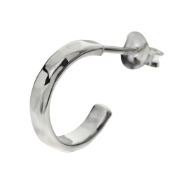 直径13mm 槌目 フープ スタッド ピアス メンズ レディース シルバー925 アクセサリー [シルバーピアス] 片耳用 (1個売り)