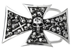 クロス スカル バックル シルバー