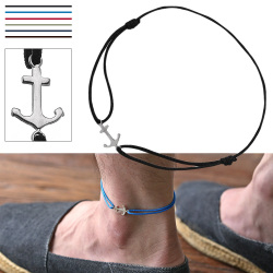 【全6色】 アンカー チャーム カラー コード アンクレット シルバー シンプル 錨 いかり