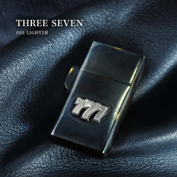スリーセブン ブラックカラー オイルライター スリム 真鍮 ブラス アンティーク風 古美仕上げ ライターケース 777 [真鍮]