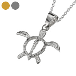 スモール ハワイアン ホヌ ペンダント (シルバーカラータイプ)  ≪トップのみ≫ メンズ ネックレス シルバー アクセサリー うみがめ 亀 [シルバーペンダント]