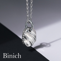 サイド ジルコニア ウェーブ ペンダント メンズ ネックレス ≪2mmアズキチェーン≫ アクセサリー  [シルバーペンダント]