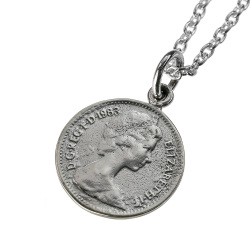 ミニエリザベス コイン ペンダント ≪2mmアズキチェーン≫ メンズ ネックレス シルバー アクセサリー [シルバーペンダント]