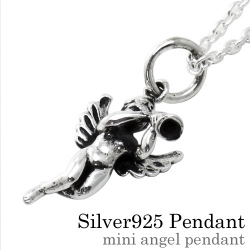 ミニエンジェル ペンダント ≪2mmアズキチェーン≫ メンズ ネックレス シルバー アクセサリー [シルバーペンダント]