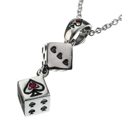 トランプシンボルダイス ペンダント ≪2mmアズキチェーン≫ メンズ ネックレス シルバー アクセサリー [シルバーペンダント]